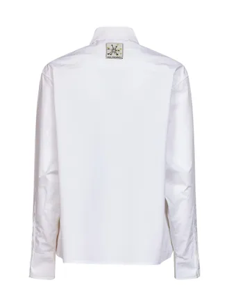 Des_Phemmes Crystal-Embellished Pointed Collar Shirt - White
