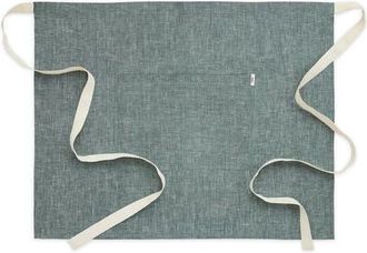 Solino Home Linen Apron 21 x 27 Inch for Dining Table, Holiday and Everyday Table Decor - Classic Linen Bistro Apron in Stem Green /Ivory at