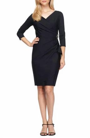 Alex Evenings Contour Collection Embellished Ruched Sheath Cocktail Dress In Peacock