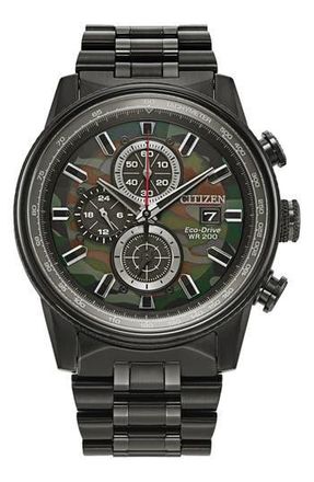 Citizen Eco-Drive Stainless Steel Bracelet Watch, 43mm in Black at Nordstrom Rack