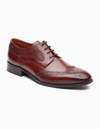 base Mens Base London Steeple Brogue Leather Mens Burnt Tan Brogues Shoes - Brown - Size: 12