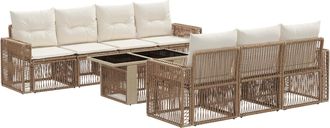 vidaXL Conjunto De Sof&aacute;s De Jard&iacute;n 8 Uds. Beige Y Blanco Crema Vidaxl