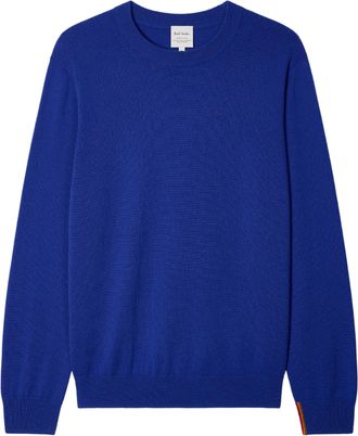 Paul Smith Blue Ribbed Cuffs Cashmere Sweater