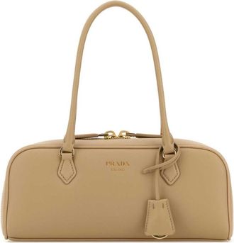 Prada Sand Beige Logo Medium Shoulder Bag