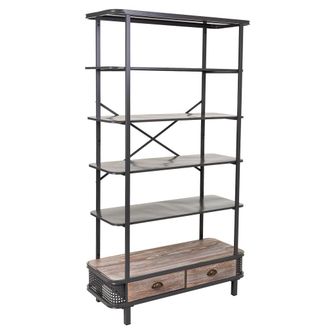 Wanderlust Deco Wanderlust Deco - Estanter&iacute;a De Metal Y Madera Gris 100x40x181