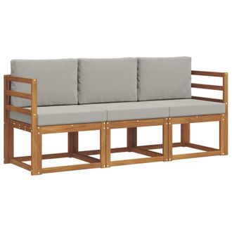 vidaXL Conjunto De Sof&aacute;s De Exterior 3 Pcs Gris Natural Y Claro Vidaxl