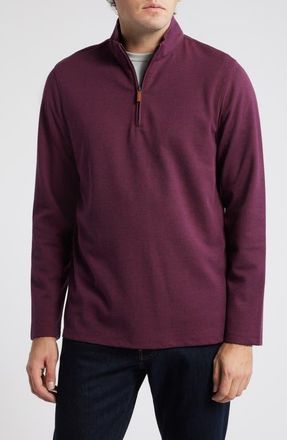 Mizzen+Main KPI Quarter Zip Pullover Sweatshirt in Wine Heather at Nordstrom, Size Xx-Large