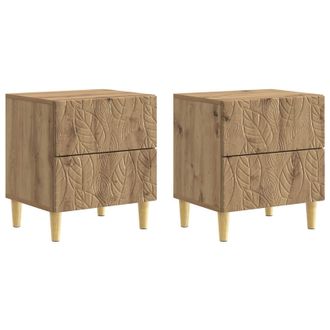 vidaXL Mesita De Noche 2 Pcs Roble Artesanal 43 X 34,5 X 48 Cm Vidaxl