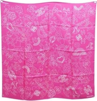 Chanel Pre-owned Scarves, female, Pink, Size: ONE SIZE Pre-owned Silk scarves