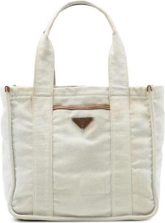 Prada Pre-owned Canvas Tote Bag - Dames - Vintage Shopper - Wit - ONE Size - Vintage