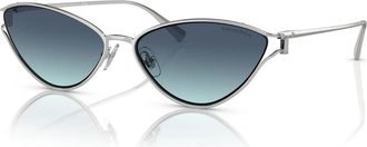 Tiffany & Co. Silver Blue Shaded Zonnebrillen - Dames - Zonnebrillen - Grijs - 61 MM - Accessoires
