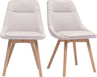 Miliboo Sillas En Tejido Efecto Terciopelo Texturizado Beige Y Madera Clara (lote De 2) Aless