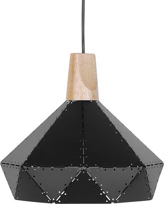 Beliani L&aacute;mpara Colgante Con Pantalla De Metal Geom&eacute;trico Industrial Negro Sala De Estar Somme