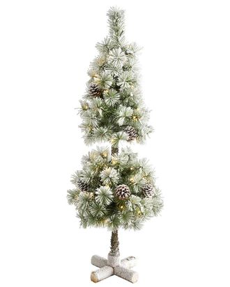 Nearly Natural 3Ft. Flocked Artificial Christmas Tree Topiary