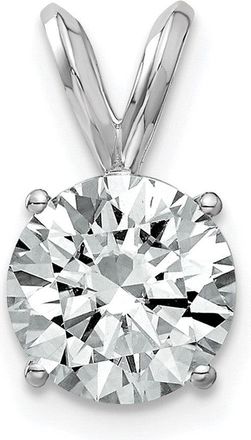 Diamond2Deal 14k White Gold 2ct. 8.0mm Round Moissanite Solitaire Pendant