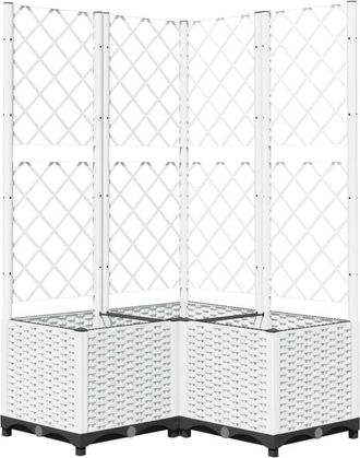 vidaXL Jardinera Con Enrejado Pp Blanco 80x80x136 Cm Vidaxl
