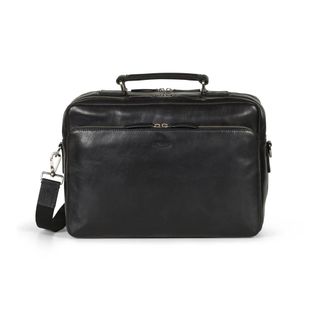 Howard London Briefcase Bag Damien - Heren - Laptoptassen - Zwart - ONE Size - Leer - Tassen