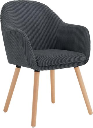 Woltu 1x Sillas De Comedor Sillas De Cocina Giratorias Con Patas De Metal Para Comedor. Asiento De Pana. Patas De Madera. Gris Oscuro - Woltu