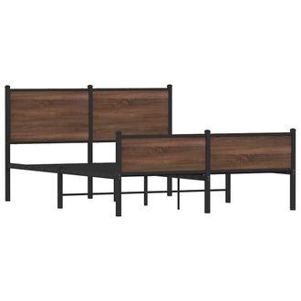vidaXL Giroletto Senza Materasso In Metallo Rovere Marrone 140x200 Cm - Vidaxl