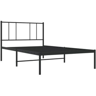vidaXL Estructura Cama Sin Colch&oacute;n Con Cabecero Metal Negro 100x200 Cm Vidaxl