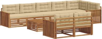 vidaXL Conjunto De Sof&aacute;s De Exterior 9 Uds. Natural Y Beige Vidaxl
