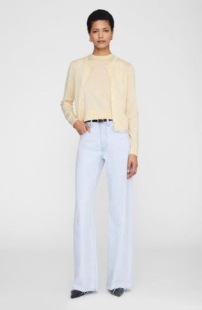 Anine Bing Moni Crop Cardigan in Butter Yellow at Nordstrom, Size X-Small