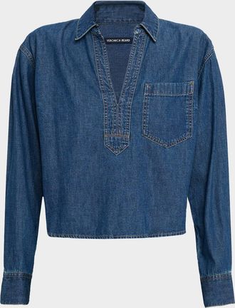 Veronica Beard Khai Denim Popover Top