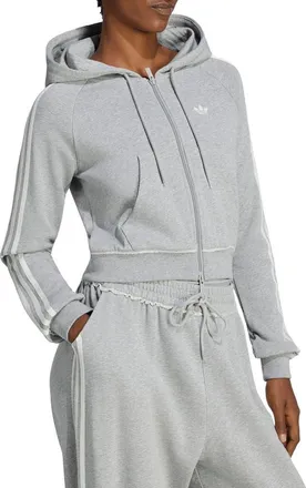 adidas Originals GFX Zip Crop Track Jacket in Greyheather at Nordstrom, Size Xx-Large