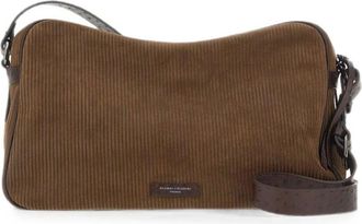 Gianni Chiarini Cora Geribbelde Su&egrave;de Kleine Schoudertas - Dames - Tassen - Bruin - Maat: ONE Size Su&egrave;de