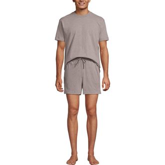 Lands End Short Sleeve Knit Jersey Short Sleep Set in Light Bark Heather at Nordstrom, Size Large