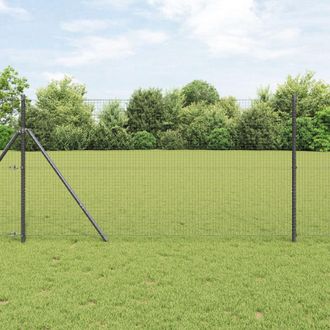 Berkfield Home Welded Wire Fence with 13 Posts Grey 1x50 m Steel