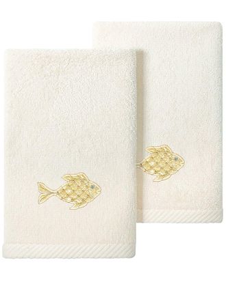Linum Home Textiles Turkish Cotton Figi 2Pc Embellished Fingertip Towel Set
