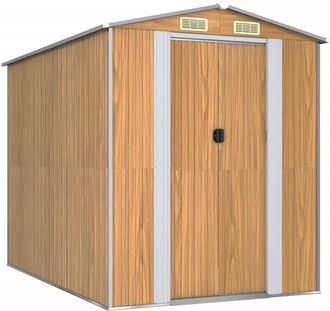 vidaXL Cobertizo Jard&iacute;n Acero Galvanizado Marr&oacute;n Claro 192x274x223 Cm Vidaxl