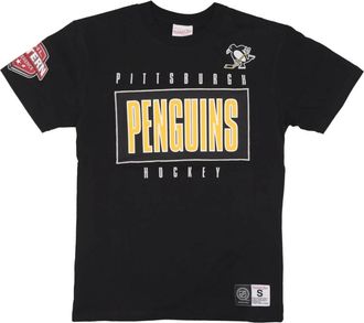 Mitchell & Ness Pittsburgh Penguins Hockeyteam Tee - Heren - T-shirts - Zwart - L - Katoen - Tops