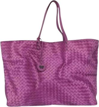 Bottega Veneta Pre-owned Tote Bags, female, Purple, Size: ONE SIZE Pre-owned Nylon Shoulder Bag