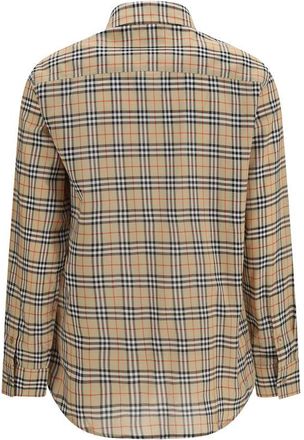 Burberry Check Cotton Shirt - Beige