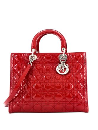 Dior Lady Dior Bag Cannage Quilt Patent Large satchel - Rosso