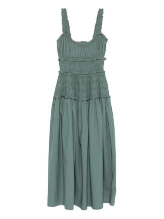 D&ocirc;en ruffled scoop-neck midi dress - Groen