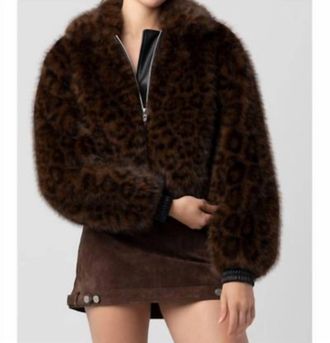 Blank NYC Midnight Run Cheetah Bomber Jacket In Brown