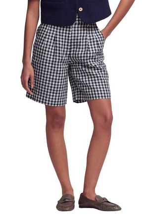 Boden Kensington Gingham Linen Shorts in Navy Ivory Gingham at Nordstrom, Size 12