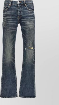 Purple distressed fade jeans belt loops