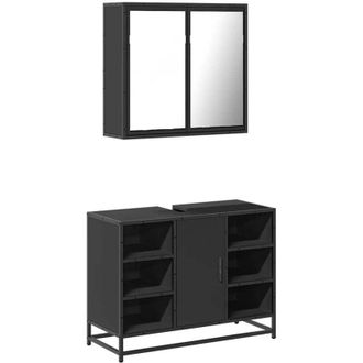 vidaXL Vidaxl - Juego De Muebles De Ba&ntilde;o 2 Pzas Madera Contrachapada Negro