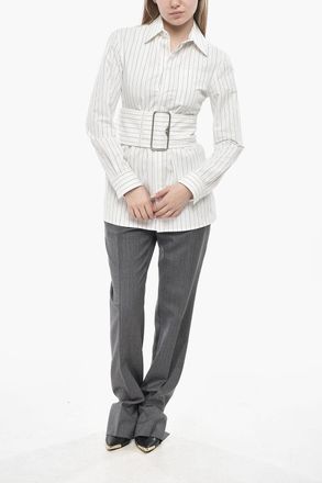 Burberry Camicia Slim Fit in Cotone a Righe con Maxi Cintura Burberry