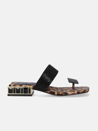 Ex&eacute; Womens Flat Sandal In Leopard Black