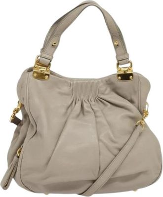 Miu Miu Tweedehands leren handtassen - Dames - Vintage Schoudertas - Grijs - ONE Size - Leer - Vintage