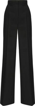 Max Mara Broeken, Dames, Zwart, XS, Wol, Zwarte Wijde Pijp Broek van Wol