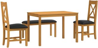 vidaXL Conjunto De Comedor 4 Uds. Negro Madera De Roble S&oacute;lido Vidaxl
