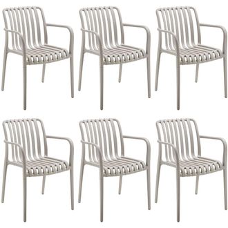 TecTake Garden Chairs Alcudia in Taupe | Size: 6 Person