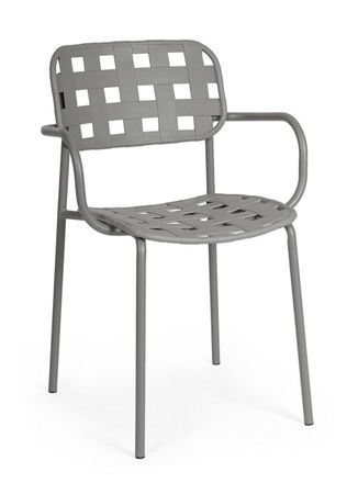 BIZZOTTO Conjunto de 2 sillas de acero con asiento gris