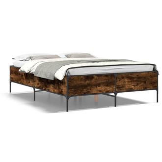 Berkfield Home Bed Frame without Mattress Smoked Oak 140x190 cm in Brown